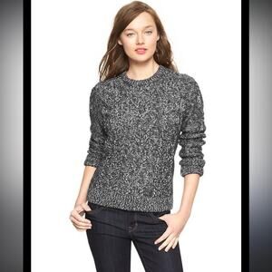 GAP Marled Shaker Black and White Knit Sweater Small